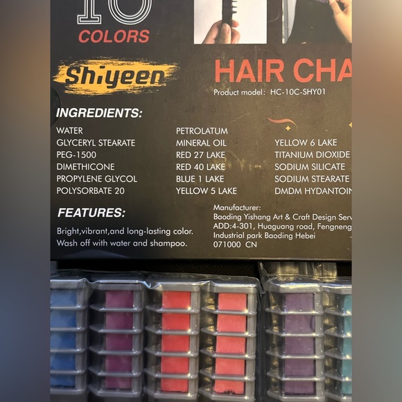 New - 10 Pc Temporary Hair Chalk Wax Combs for Kids, 10 Bright Washable Colors - Picture 7 of 15